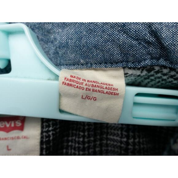 Levis Shirt Mens Large Black White Plaid Flannel Relaxed Fit Outdoor Cabincore - Picture 3 of 12